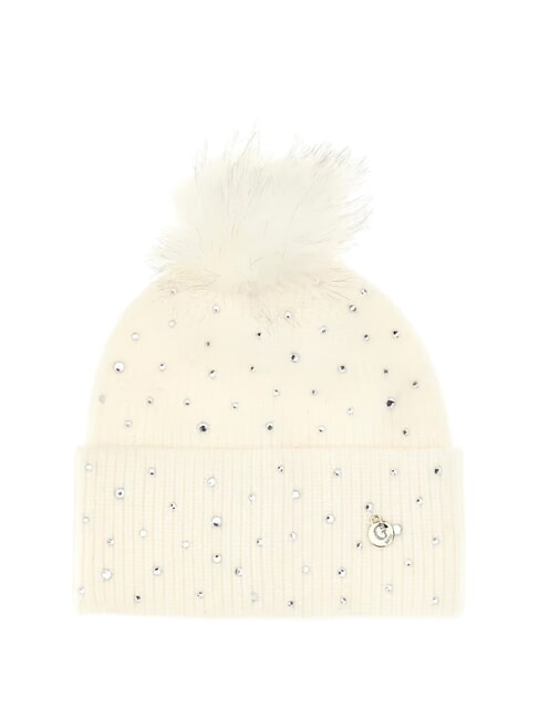 GUESS STRASS Hat with pom pom OFFWHITE - Hats