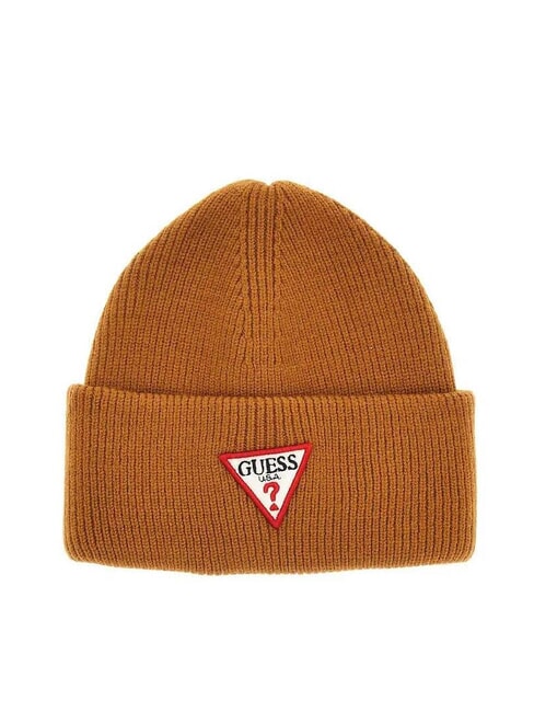 GUESS PATCH TRIANGOLO Cuffed hat ocher - Hats