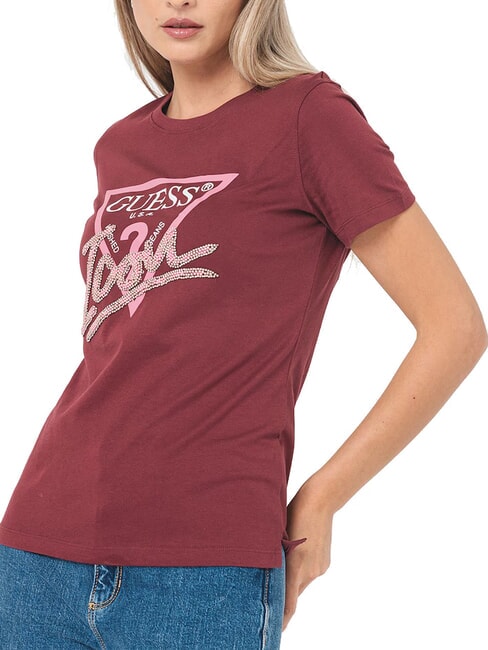 GUESS SS CN ICON  Cotton T-Shirt burgundy rose - T-shirt