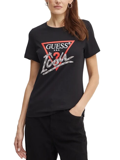 GUESS SS CN ICON  Cotton T-Shirt jetbla - T-shirt