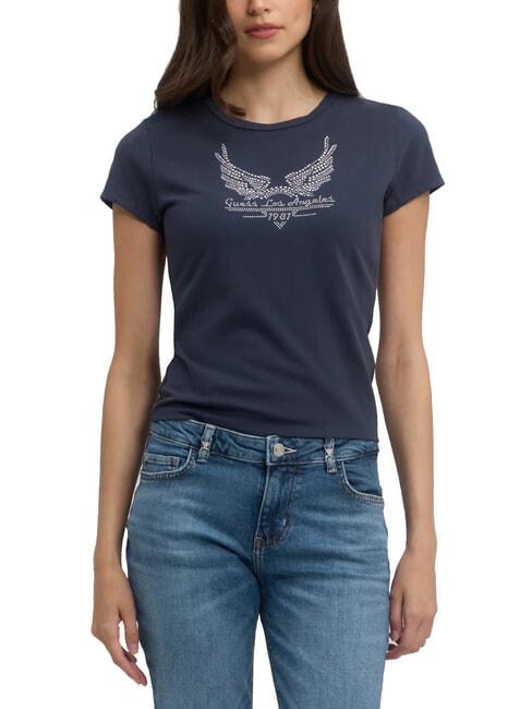 GUESS LOGO T-shirt with studs blue nights multi - T-shirt