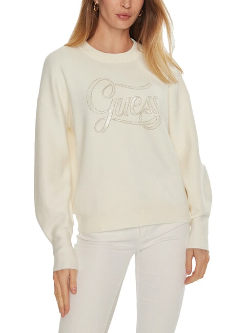 GUESS LAURA Sequin Logo Sweatshirt cremwhi - Women's Sweatshirts