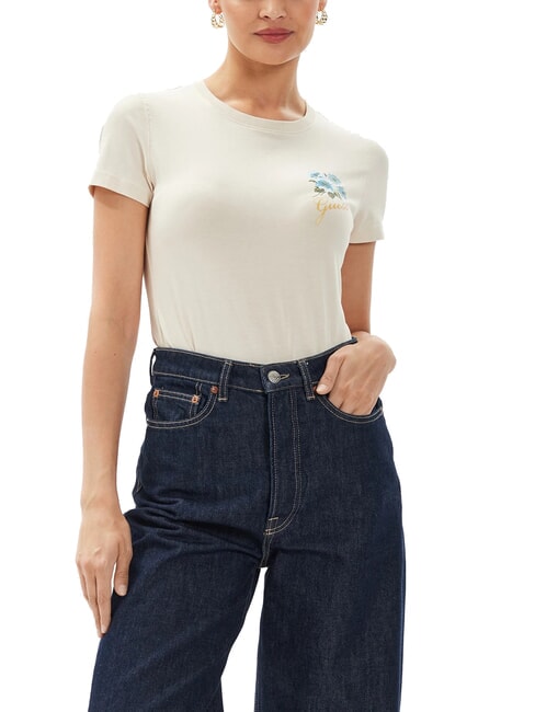 GUESS FLOWERS Stretch T-shirt vanilla blush - T-shirt