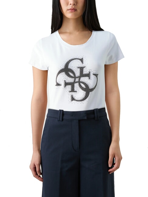 GUESS LOGO 4G logo T-shirt with studs purwhite - T-shirt