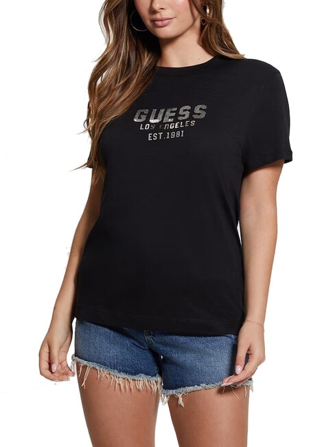 GUESS PYRAMIDE T-shirt with embossed print jetbla - T-shirt