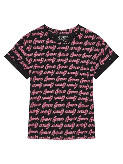 GUESS KIDS T-shirt with all-over logo print aop guess black - Child T-shirt