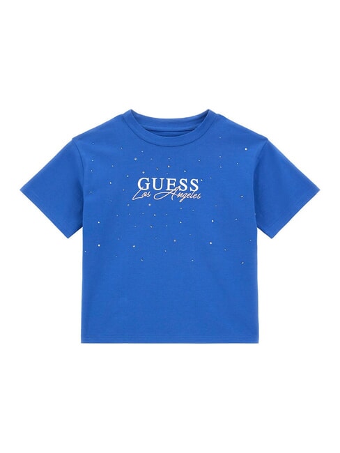 GUESS KIDS T-shirt with print and rhinestones blue yves - Child T-shirt