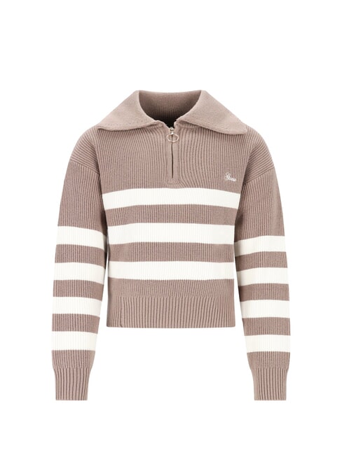 GUESS KIDS Striped zip-up cardigan brown white stripes - Child T-shirt