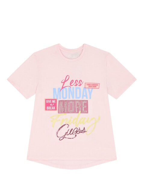 GUESS KIDS T-shirt with rhinestones and sequins ballet pink - Child T-shirt
