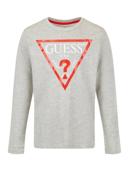 GUESS KIDS Long sleeve triangle logo shirt light heather grey - Child T-shirt