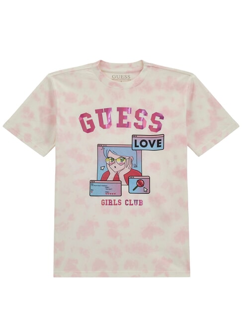 GUESS KIDS Printed patterned T-shirt pink tie dye - Child T-shirt