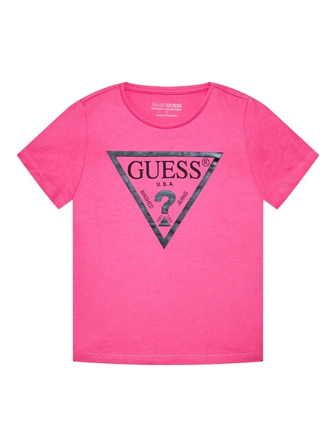 GUESS KIDS T-shirt with triangle logo pink trip - Child T-shirt
