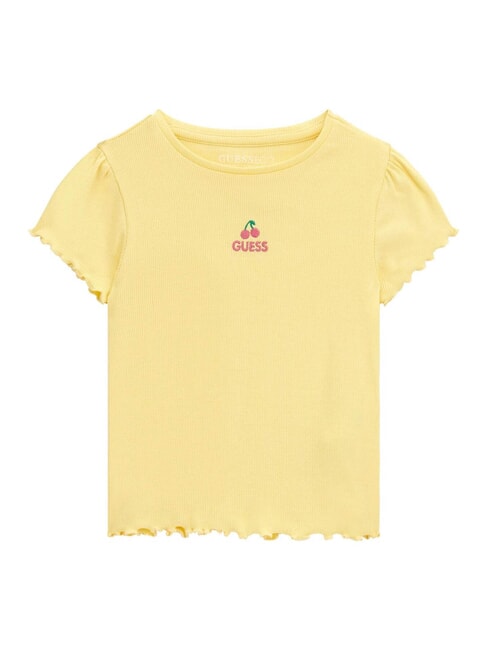 GUESS KIDS T-shirt with cherry embroidery saffron tea - Child T-shirt