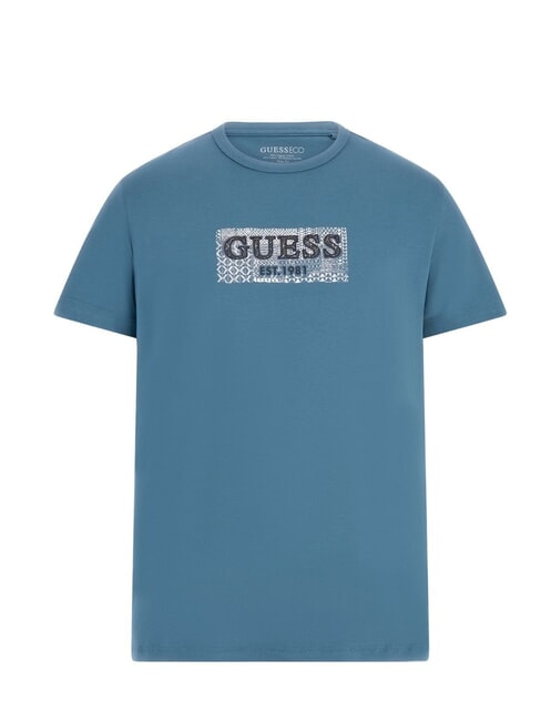 GUESS SS CN BOX Logo Print T-Shirt petroleum - T-shirt