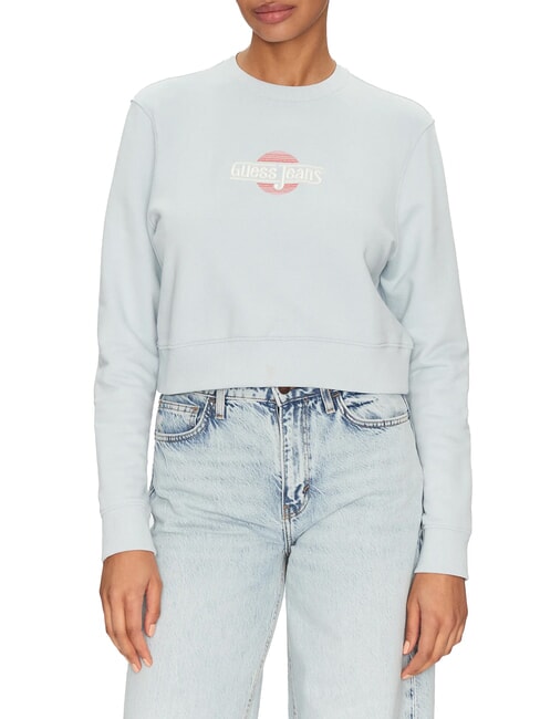 GUESS JEANS CN CROP Cotton sweatshirt azure lagoon - Women's Sweatshirts
