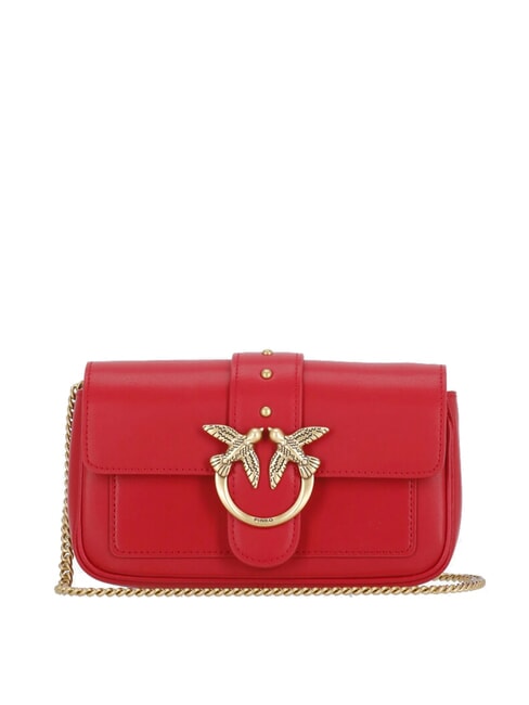 PINKO LOVE ONE POCKET Leather shoulder bag red-antique gold - Women’s Bags