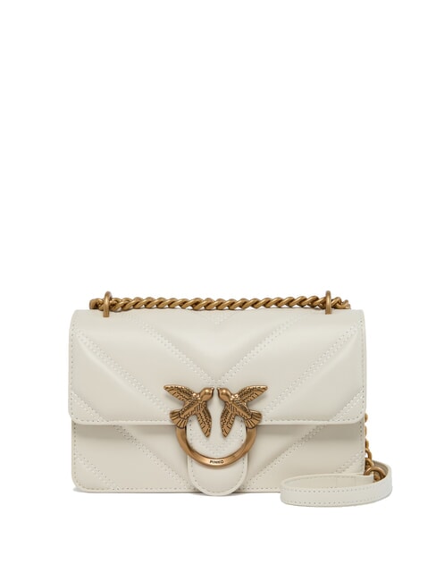 PINKO LOVE ONE MINI Chevron quilted nappa bag silk white-antique gold - Women’s Bags