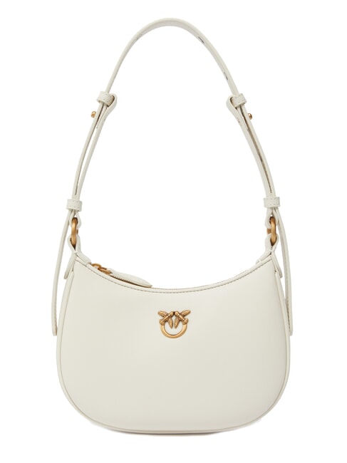 PINKO HALF MOON BABY Leather shoulder bag silk white-antique gold - Women’s Bags