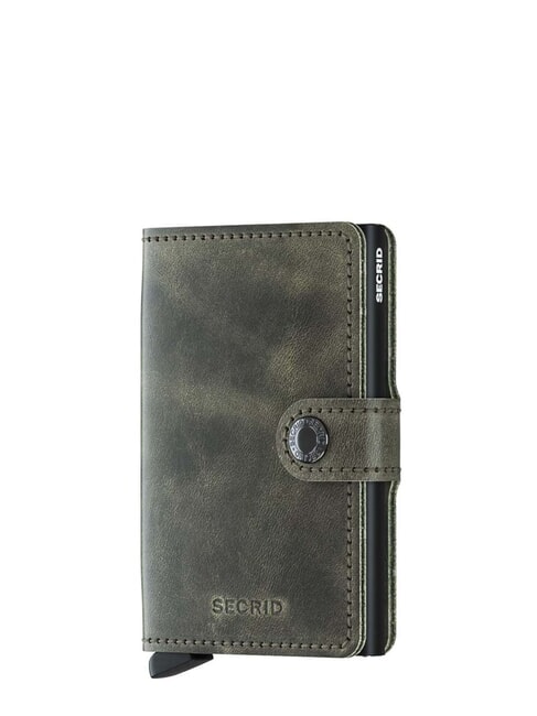 SECRID VINTAGE  Leather wallet with aluminum card holder olive black - Men’s Wallets