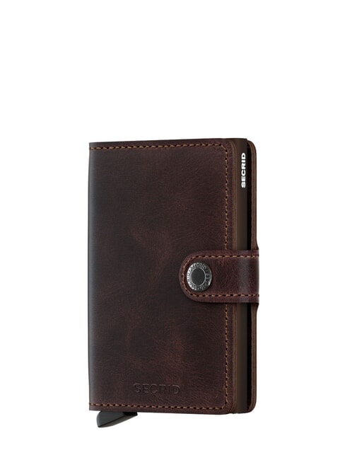 SECRID VINTAGE  Leather wallet with aluminum card holder chocolate - Men’s Wallets