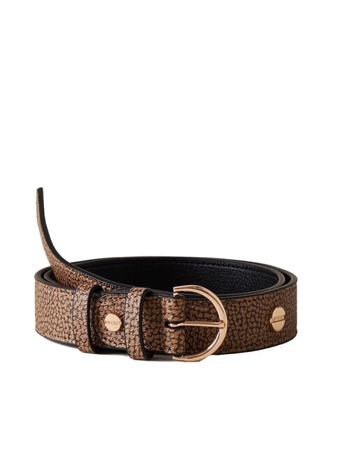 BORBONESE GRAFFITI Belt with studs natural op / black - Belts