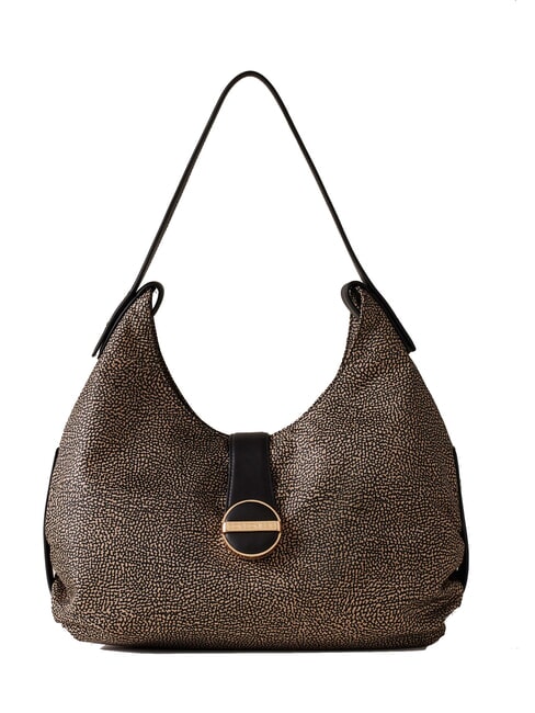 BORBONESE ECLIPSE Hobo shoulder bag OP / NATURAL / BLACK - Women’s Bags