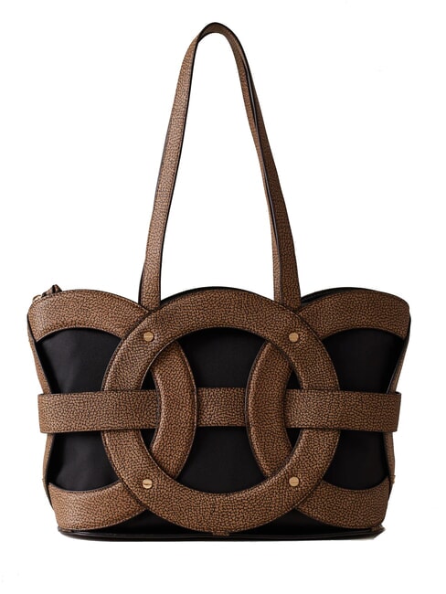 BORBONESE ALL-ROUND  Shoulder Shopper natural op / black - Women’s Bags