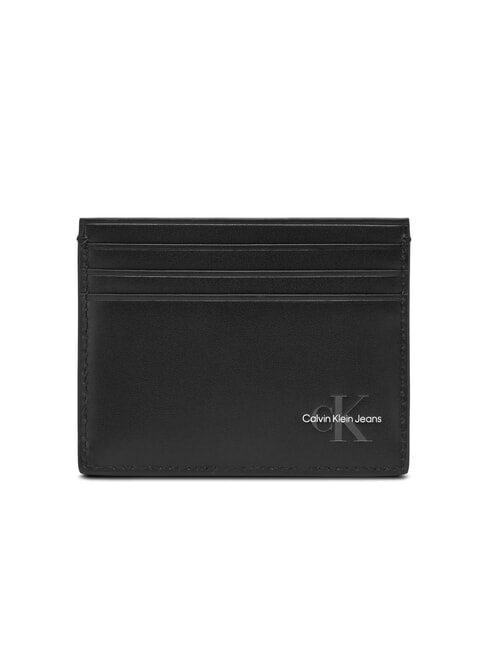 CALVIN KLEIN MONO LOGO Leather card holder on black - Men’s Wallets