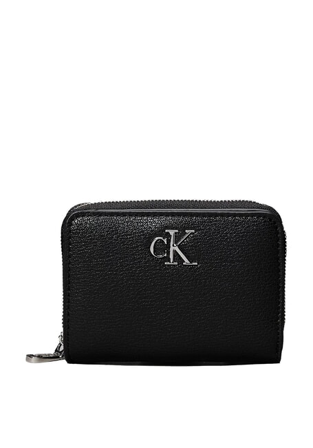 CALVIN KLEIN MINIMAL MONOGRAM Medium wallet on black - Women’s Wallets