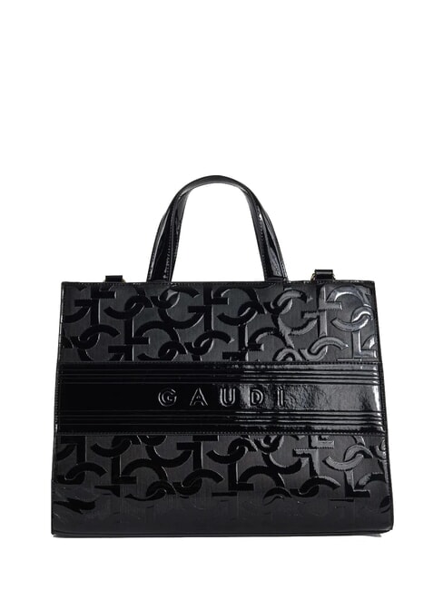 GAUDÌ ADA LAK All-over logo bag with patent effect BLACK - Women’s Bags