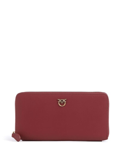 PINKO RYDER Large leather wallet Bordeaux Merlot-Antique Gold - Women’s Wallets