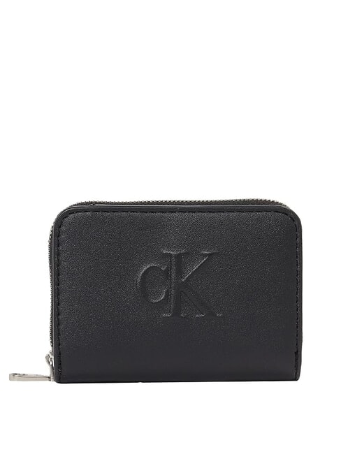 CALVIN KLEIN SCULPTED Med Zip Around Wallet on black - Women’s Wallets
