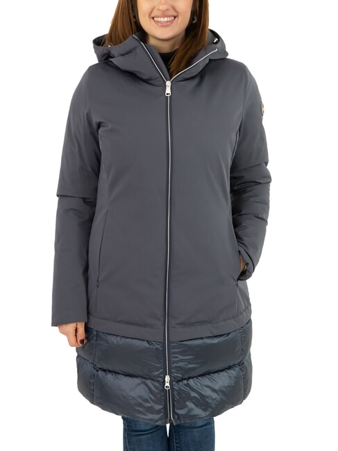 COLMAR PURENESS Bi-material down jacket with hood navy blue - Women's down jackets