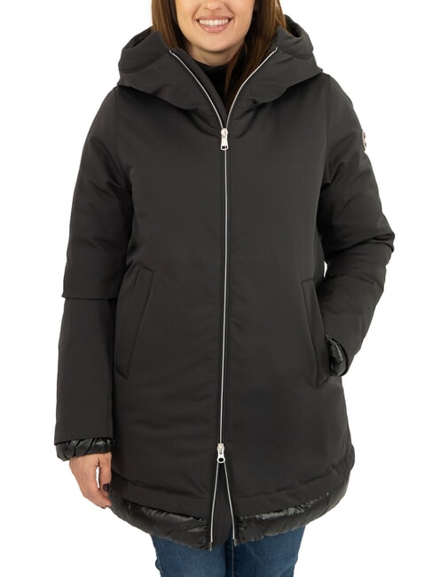 COLMAR PURENESS Long down jacket with hood black - Women's down jackets