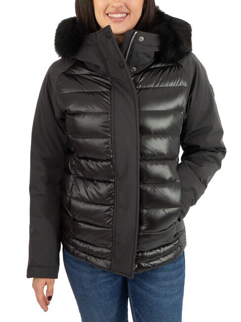 COLMAR PURENESS Bi-material down jacket with hood black - Women's down jackets