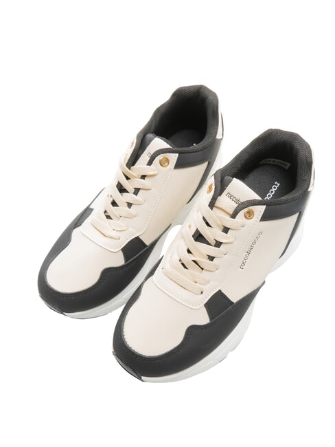 ROCCOBAROCCO METALLIC LOGO High-top two-tone leather sneakers white/black - Women’s shoes
