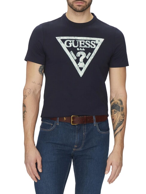 GUESS SS CN TRIANGLE Cotton T-Shirt smartblue - T-shirt