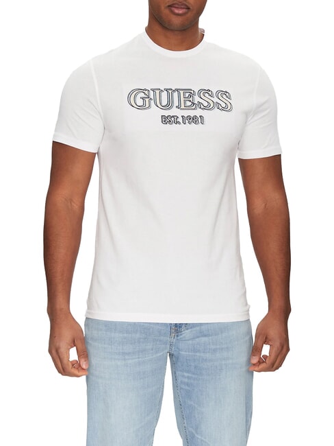 GUESS SS CN LOGO Cotton T-Shirt purwhite - T-shirt