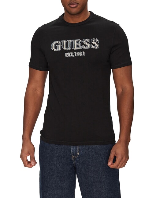 GUESS SS CN LOGO Cotton T-Shirt jetbla - T-shirt