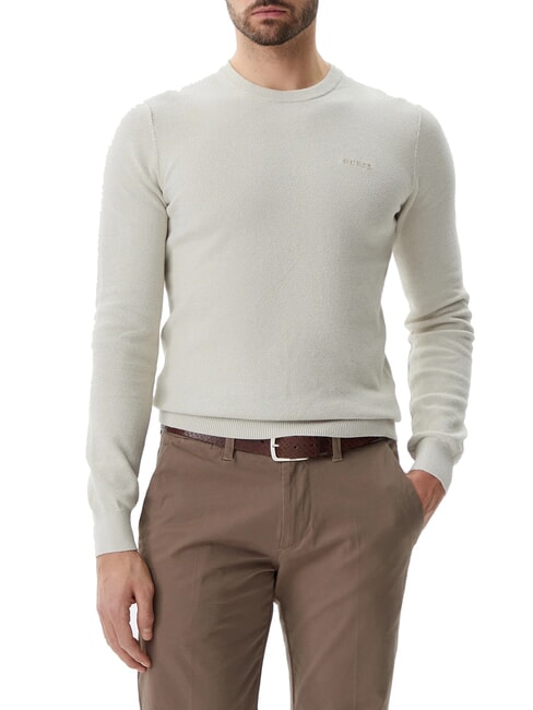 GUESS GARFIELD Cotton sweater resort sand - Men's Sweaters
