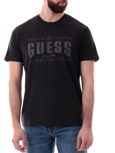 GUESS SS BSC TRADITION  Cotton T-Shirt jet black multi - T-shirt