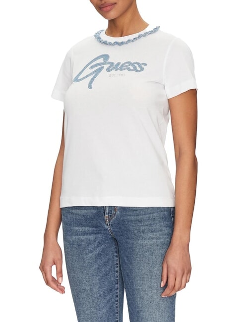 GUESS CN SS JEANS CHAIN  Cotton T-Shirt purwhite - T-shirt