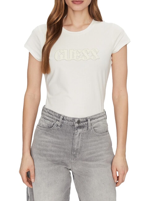 GUESS SS PONY HAIR R5 Cotton T-Shirt cremwhi - T-shirt