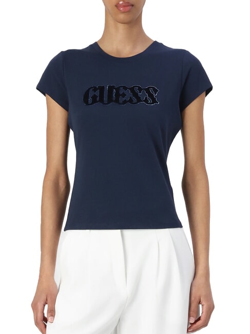 GUESS SS PONY HAIR R5 Cotton T-Shirt blackened blue - T-shirt