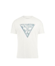 GUESS SS CN TRIANGLE Cotton T-Shirt purwhite - T-shirt - 1