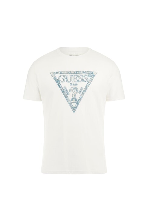 GUESS SS CN TRIANGLE Cotton T-Shirt purwhite - T-shirt