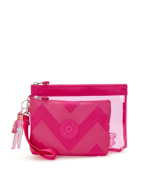 KIPLING DUO POUCH L X BARBIE Two zipped pouches power pink transparent - Kids bags and accessories