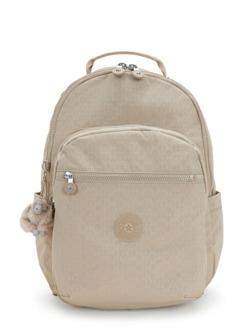 KIPLING SEOUL L 15 "laptop backpack signature beige embossed - Backpacks & School and Leisure