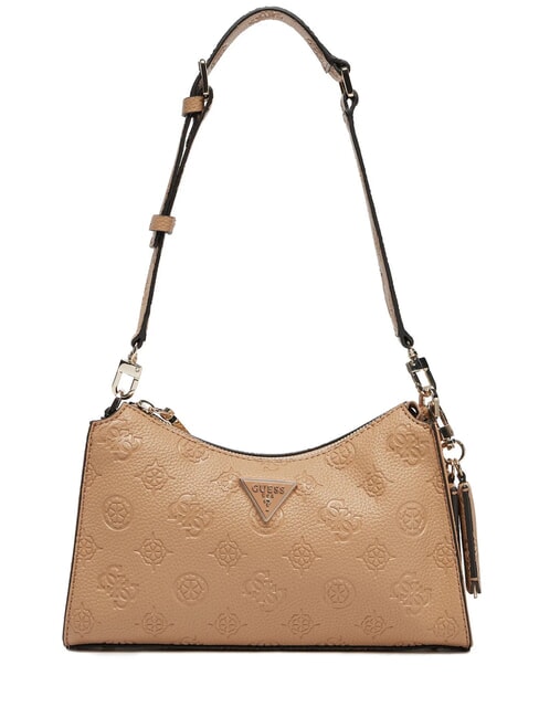 GUESS CRESIDIA Embossed logo shoulder bag BEIGE - Women’s Bags