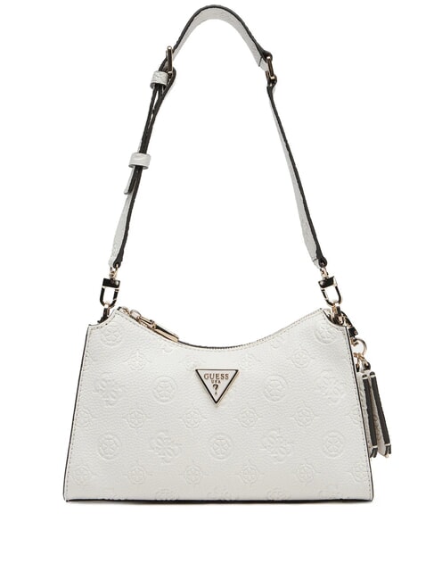 GUESS CRESIDIA Embossed logo shoulder bag OFFWHITE - Women’s Bags